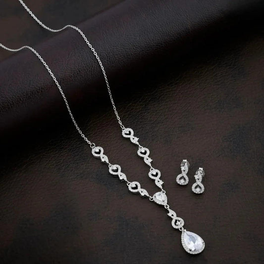 925 Silver Crystel White Pear Necklace for Women