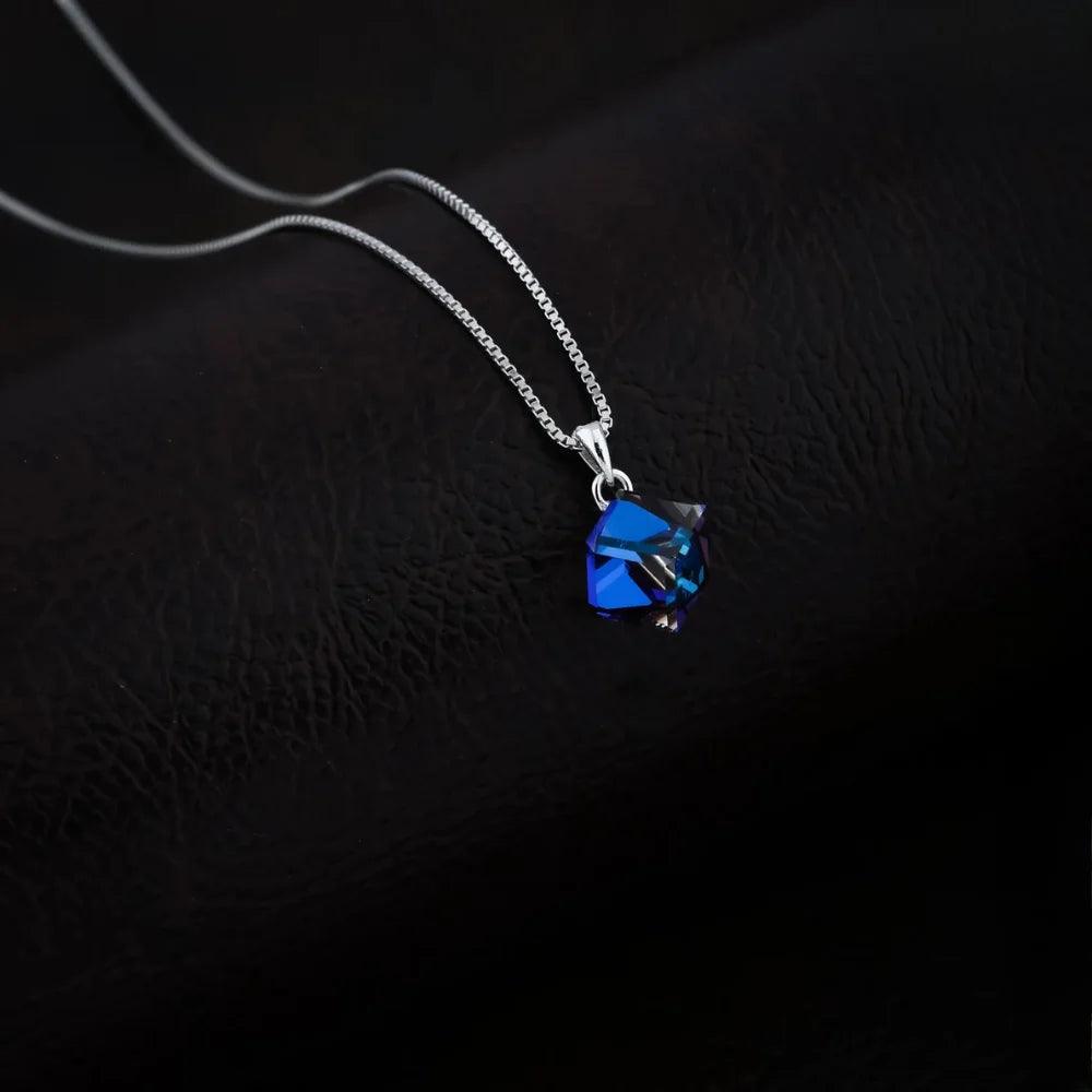 925 Silver Cube Blue Box Pendant for Women