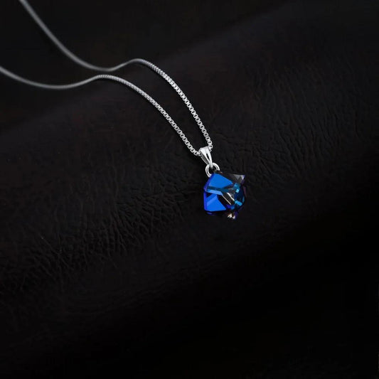 925 Silver Cube Blue Box Pendant for Women