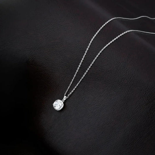 925 Silver Cusion Moissanite Pendant for Women