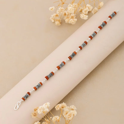 925 Silver DAMRU Bead Rudraksha Bracelet for Men