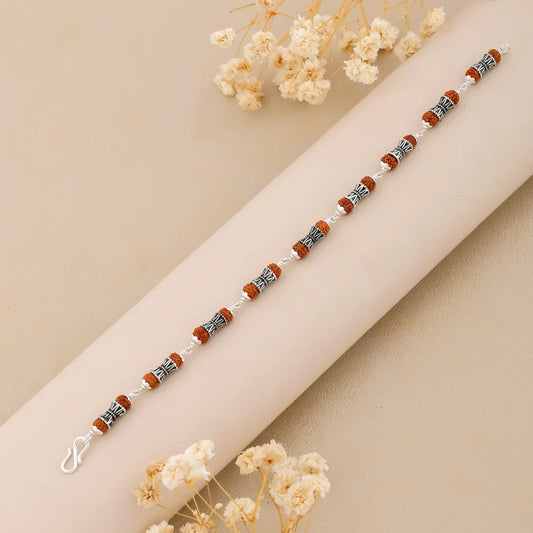 925 Silver DAMRU Bead Rudraksha Bracelet for Men