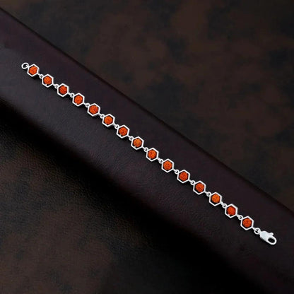 925 Silver Hexagon Design Rudraksha Bracelet for Men