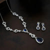 925 Silver Minimal Blue Pear Necklace for Women