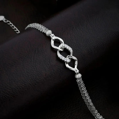 925 Silver Multi Chain with Diomand Bracelet for Women