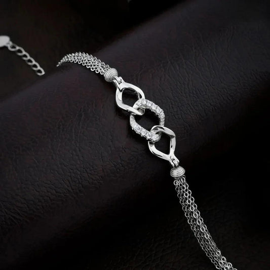 925 Silver Multi Chain with Diomand Bracelet for Women