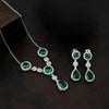 925 Silver Natural Green Round & Pear Necklace for Women