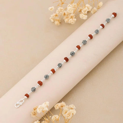 925 Silver Om Bead Rudraksha Bracelet for Men