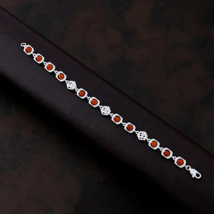 925 Silver Ovel Center with OM Rudraksha Bracelet for Men