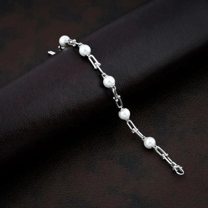 925 Silver Pearl Gemstone Party Wear Bracelet for Women
