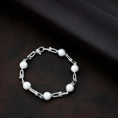 925 Silver Pearl Gemstone Party Wear Bracelet for Women