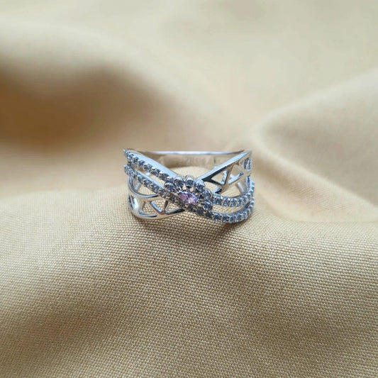 925 Silver Pink Moissanite Ring for Women