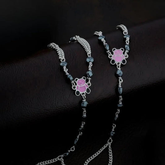 925 Silver Pink Panda Bracelet for Kids | Child