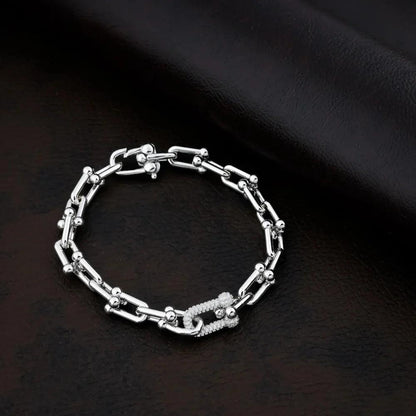 925 Silver Punk Chain Party Wear Bracelet for Women