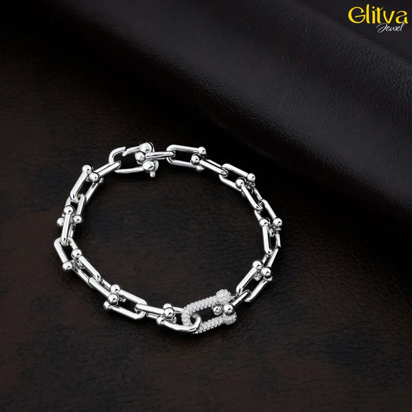 Silver Punk Chain Women Bracelet - glitva