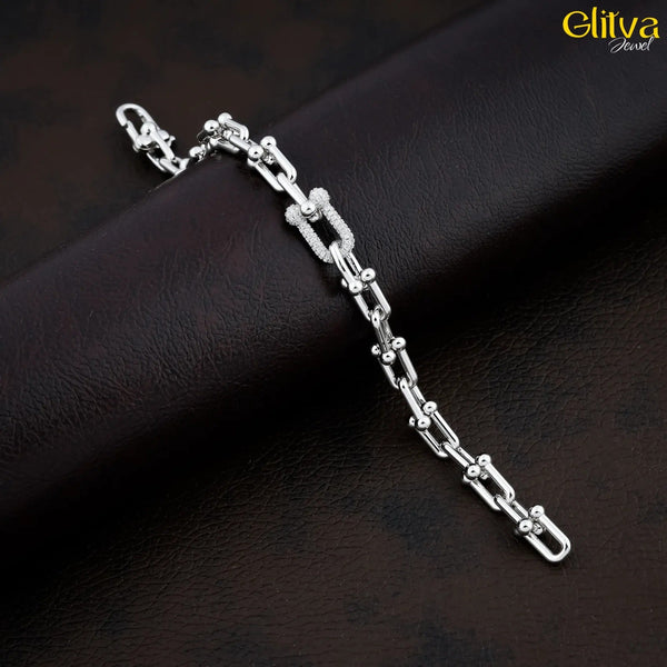 Silver Punk Chain Women Bracelet - glitva