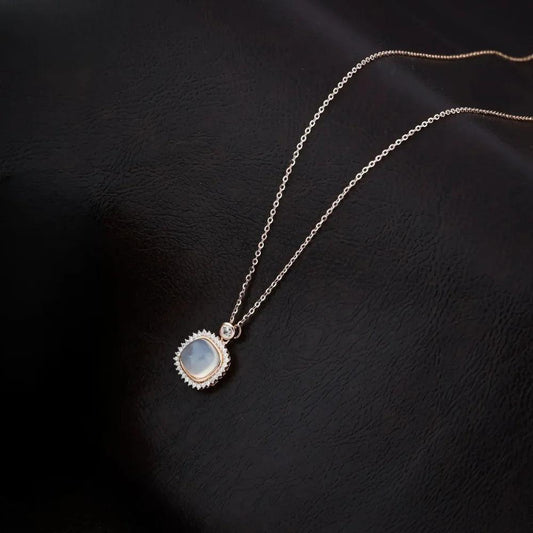 925 Silver Rose Gold Moonstone Pendant for Women