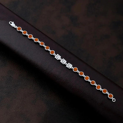 925 Silver Round with Square OM Design Rudraksha Bracelet for Men