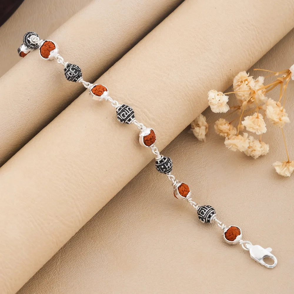925 Silver SHIVAY Bead Cover Rudraksha Bracelet for Men