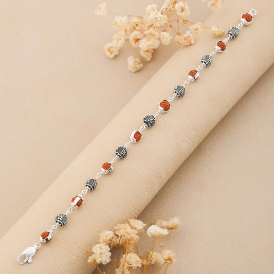 925 Silver SHREE Bead Cover Rudraksha Bracelet for Men