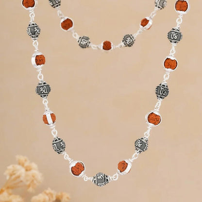 925 Silver SHREE Bead Cover Rudraksha Mala for Men