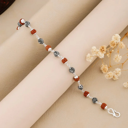 925 Silver SHREE Bead Rudraksha Bracelet for Men