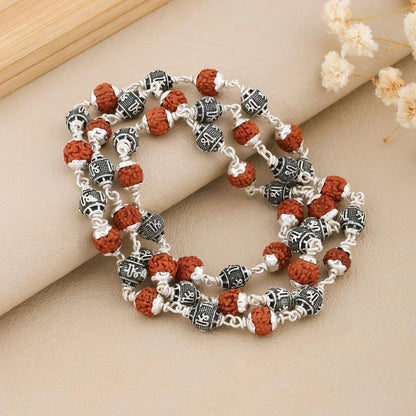 925 Silver SHREE Bead Rudraksha Mala for Men