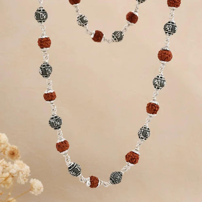 925 Silver SHREE Bead Rudraksha Mala for Men
