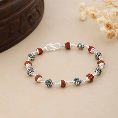 925 Silver TRISHUL Bead Rudraksha Bracelet for Men