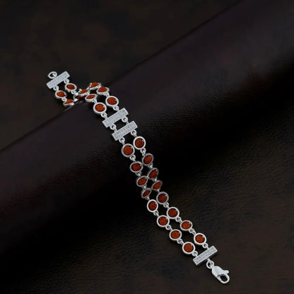 925 Silver 2 Layer Center Square Rudraksha Bracelet for Men