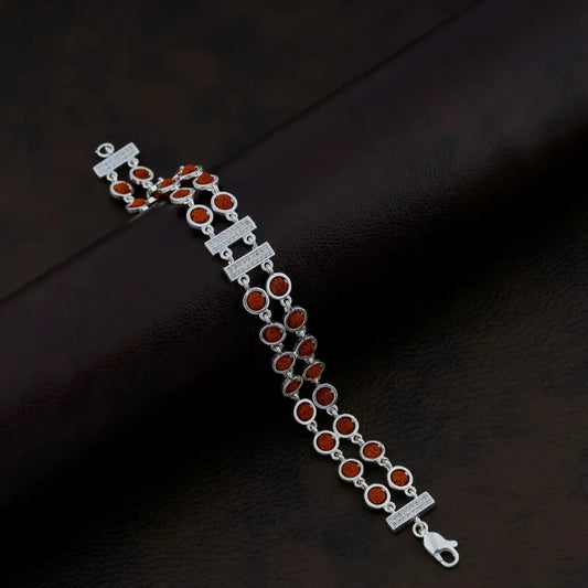 925 Silver 2 Layer Center Square Rudraksha Bracelet for Men