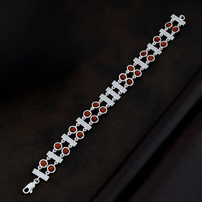 925 Silver 2 Layer with 3 Center Square Rudraksha Bracelet for Men
