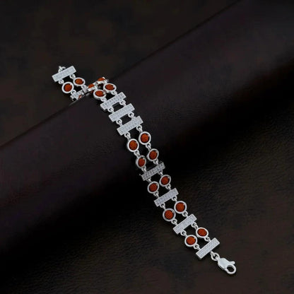 925 Silver 2 Layer with 3 Center Square Rudraksha Bracelet for Men