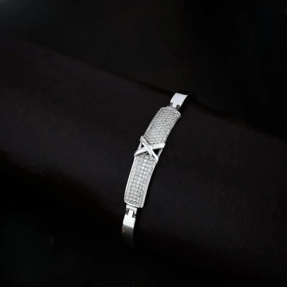 925 Silver White X White Diomand Kada Bracelet for Kids | Child