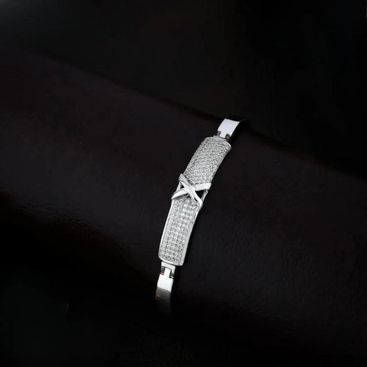 925 Silver White X White Diomand Kada Bracelet for Kids | Child