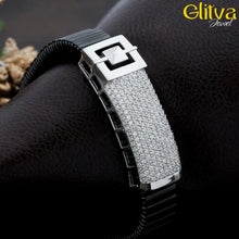 Square box Sterling Silver Rolex Bracelet with Diamond - glitva