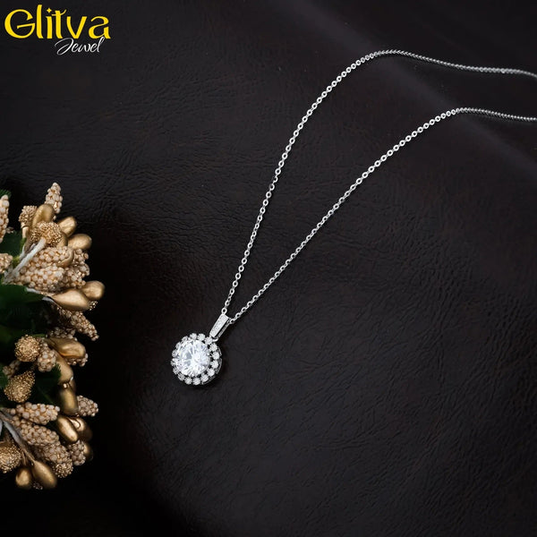 Sterling Silver Solitaire Pendant for Women - glitva