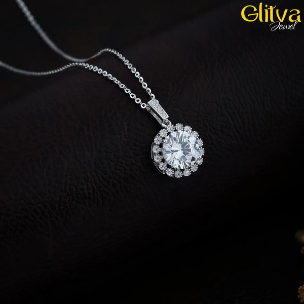 Sterling Silver Solitaire Pendant for Women - glitva