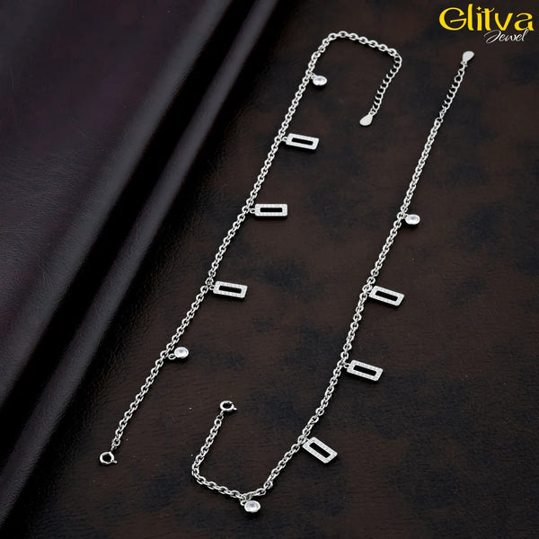 Women Chain Anklet with Long Square pendant - glitva