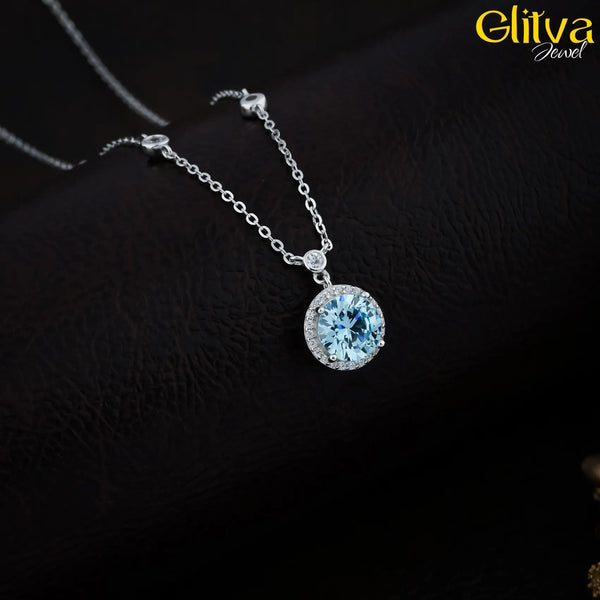 Women Silver Blue Ocean Pendant - glitva