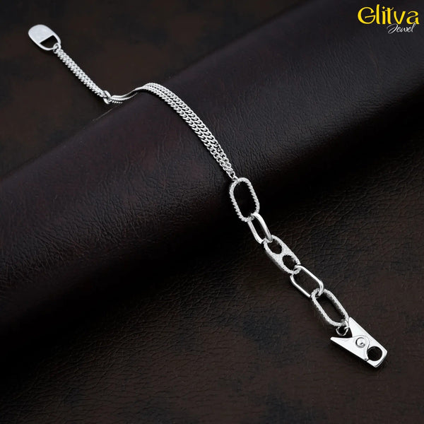 Women Silver Bracelet like Clip & Lock White Swarovski Diamond - glitva