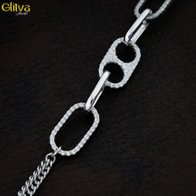 Women Silver Bracelet like Clip & Lock White Swarovski Diamond - glitva