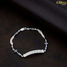 Women Silver Bracelet with Black Gemstone - glitva